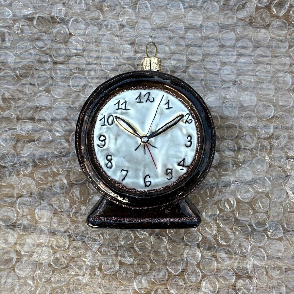 Sundance 'Tis Time Clock Ornament Glass Painted in Poland 2008 NIB